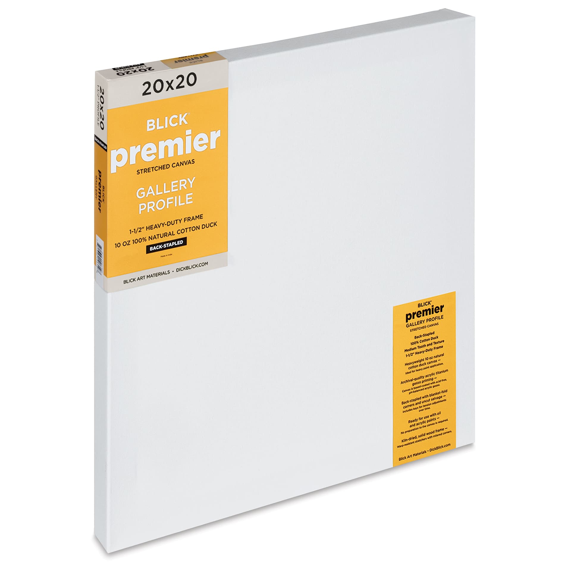 Blick Premier Stretched Cotton Canvas - Gallery Profile, Back-Stapled, 20" x 20"