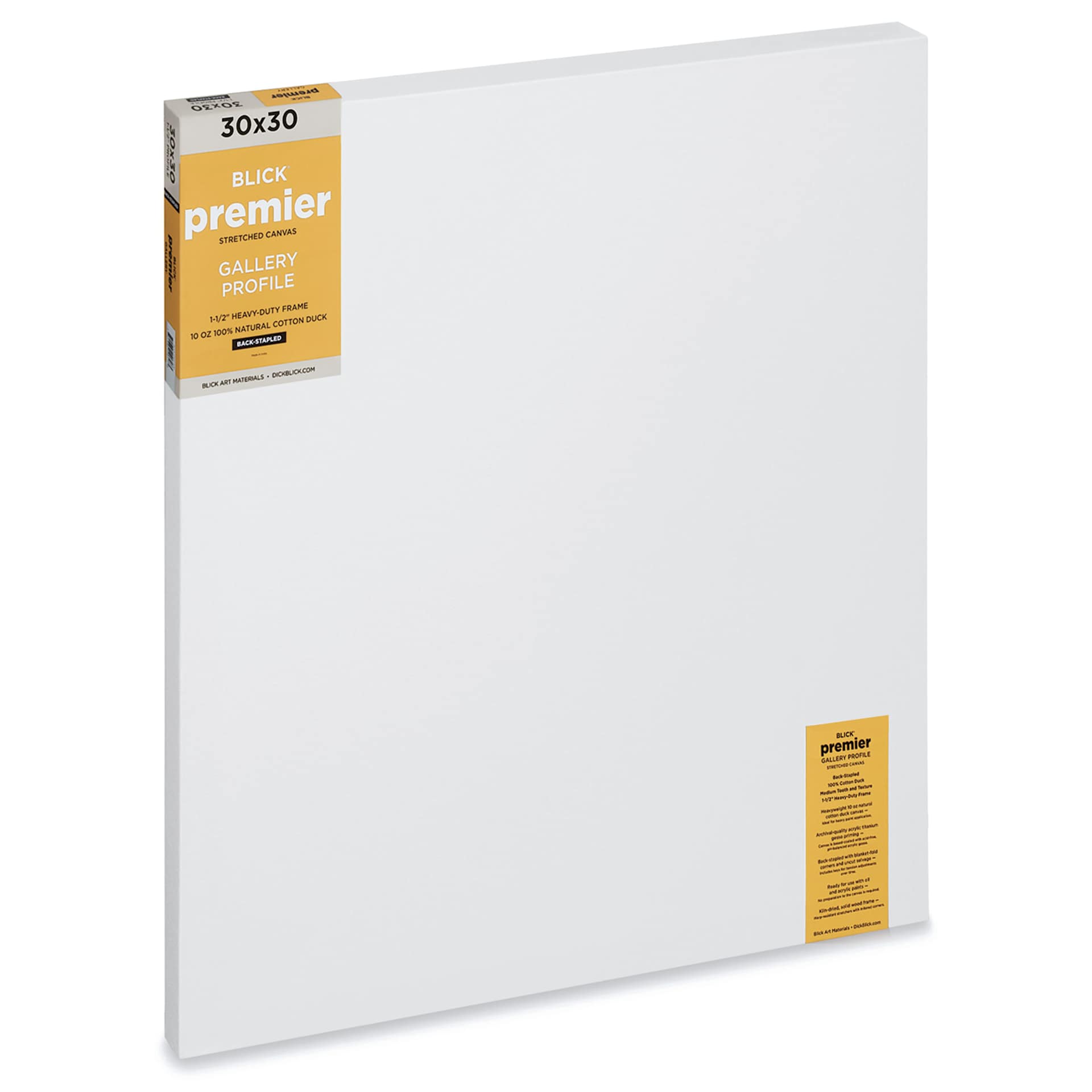 Blick Premier Stretched Cotton Canvas - Gallery Profile, Back-Stapled, 30" x 30"