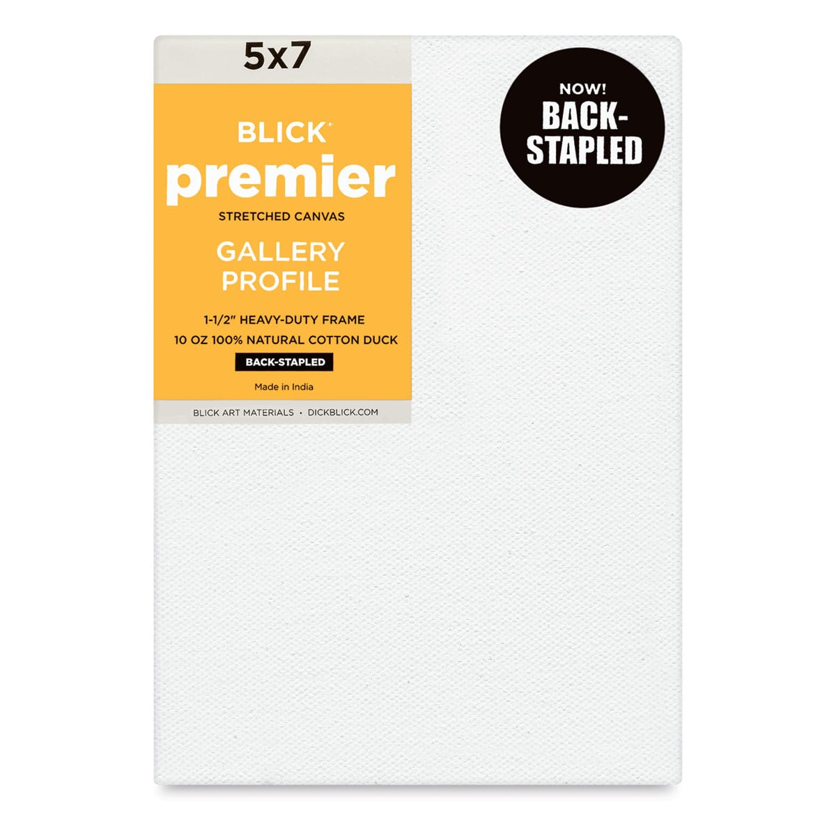 Blick Premier Stretched Cotton Canvas - Gallery Profile, Back-Stapled, 5" x 7" front