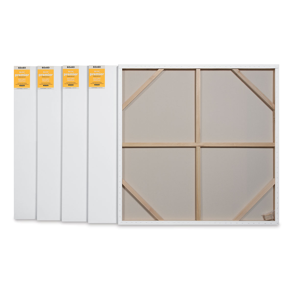 Blick Premier Stretched Cotton Canvas - Gallery Profile, Back-Stapled, 60" x 60", Pkg of 5 (four fronts, one back)