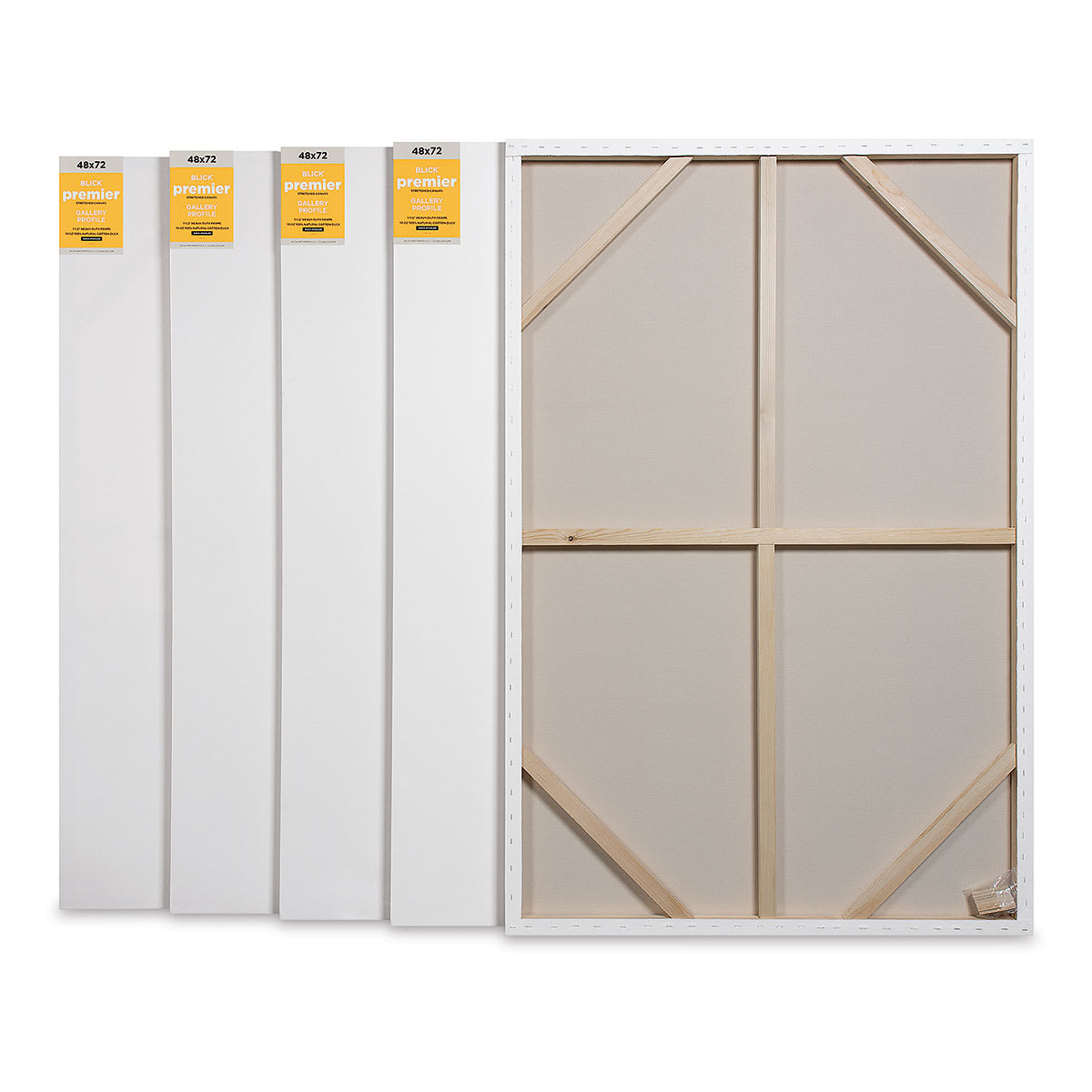 Blick Premier Stretched Cotton Canvas - Gallery Profile, Back-Stapled, 48" x 72", Pkg of 5 (four fronts, one back)