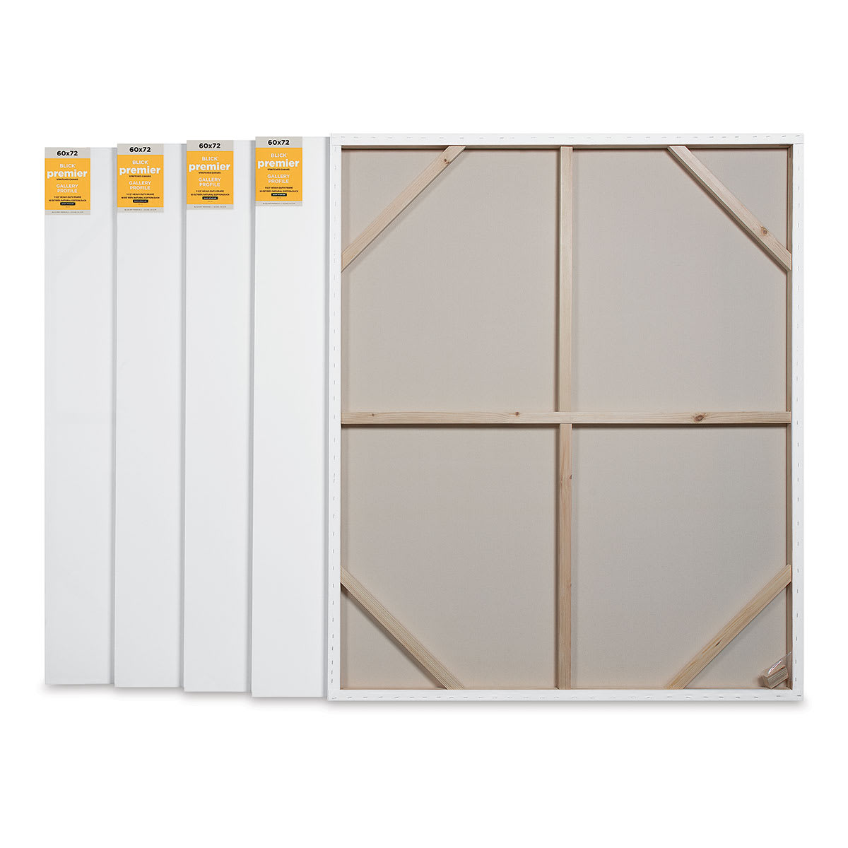 Blick Premier Stretched Cotton Canvas - Gallery Profile, Back-Stapled, 60" x 72", Pkg of 5 back