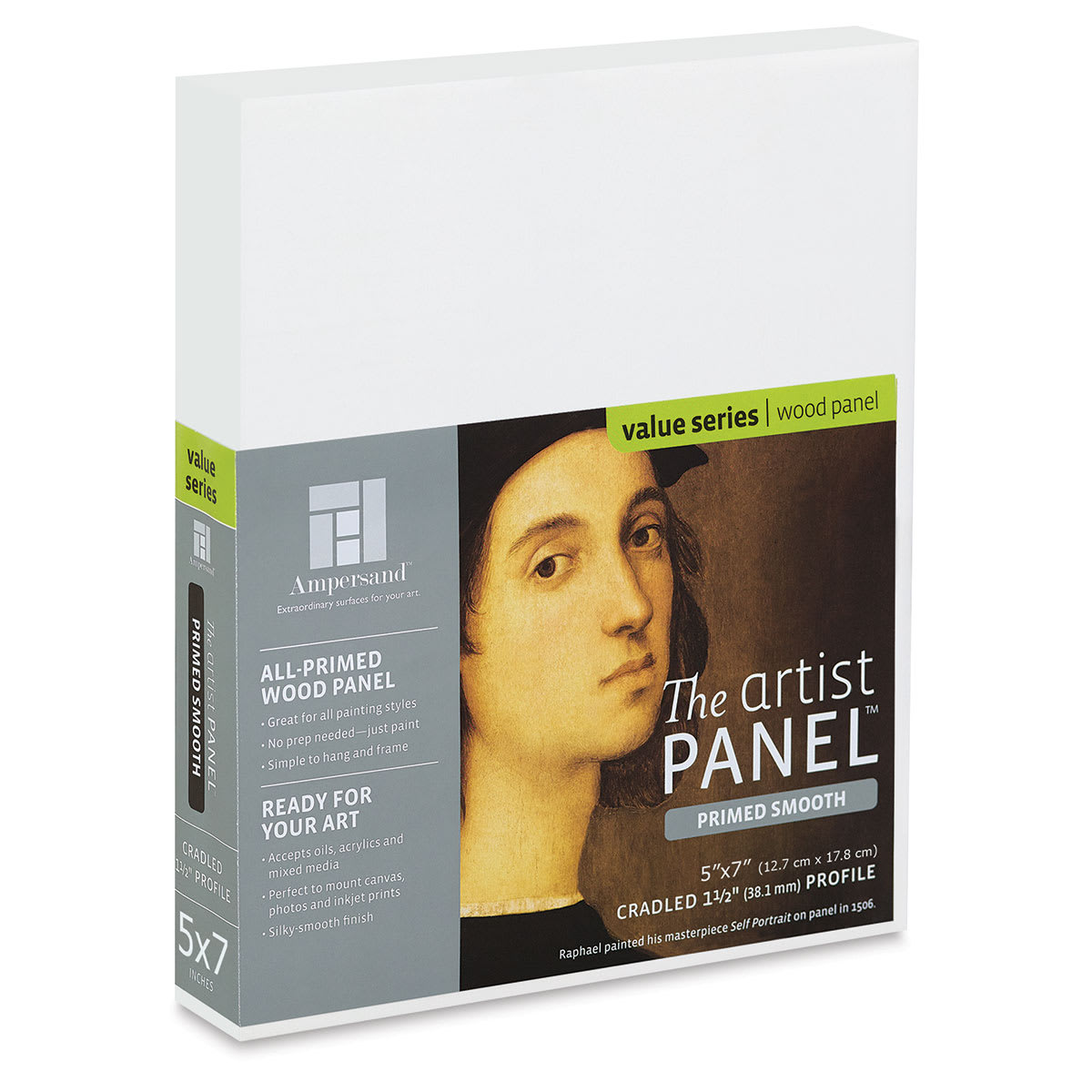 Ampersand Value Series Artist Panel - Smooth, 5" x 7", 1-1/2" Cradle