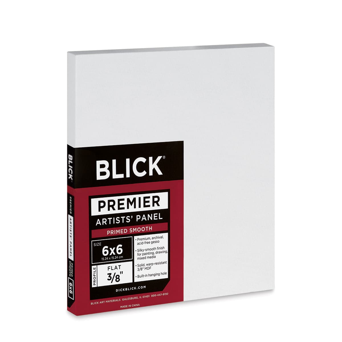 Blick Premier Artists' Panel - Flat, 3/8", 6" x 6" side view