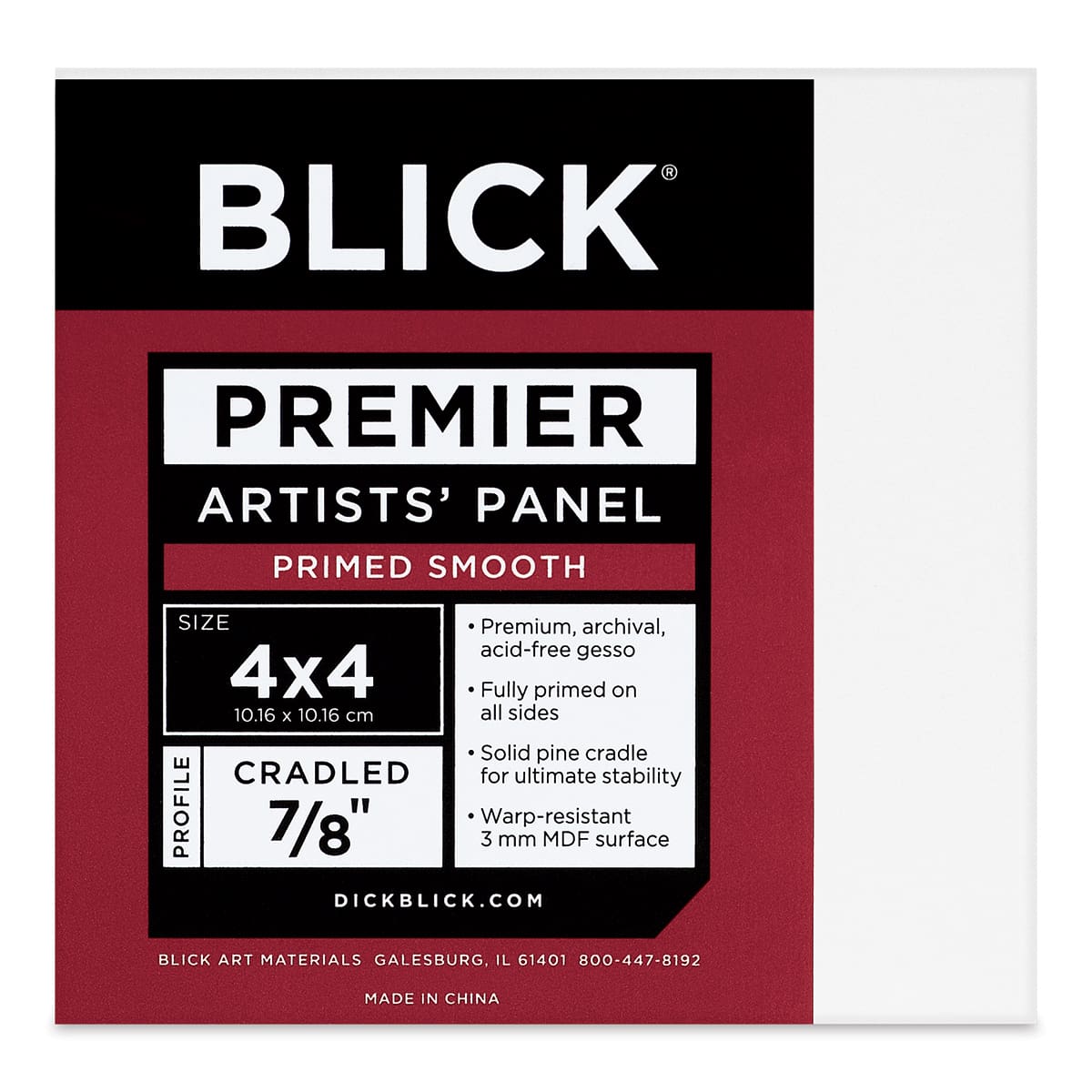 Blick Premier Artists' Panel - Traditional Cradle, 7/8", 4" x 4"