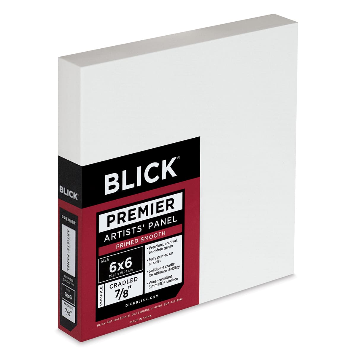 Blick Premier Artists' Panel - Traditional Cradle, 7/8", 6" x 6" side view