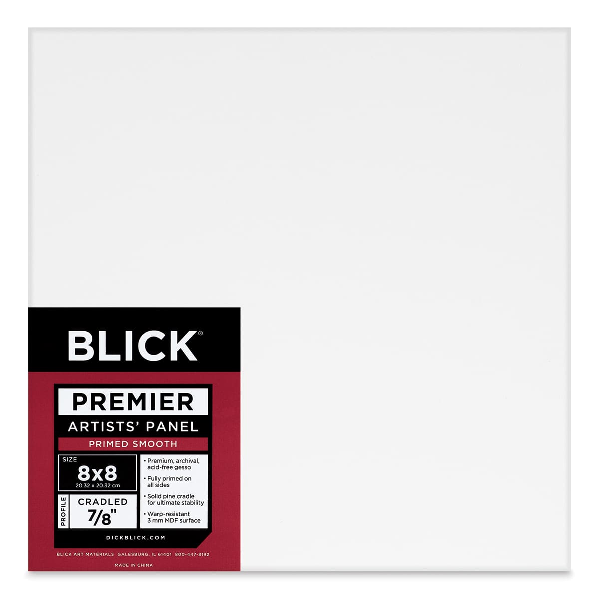 Blick Premier Artists' Panel - Traditional Cradle, 7/8", 8" x 8"