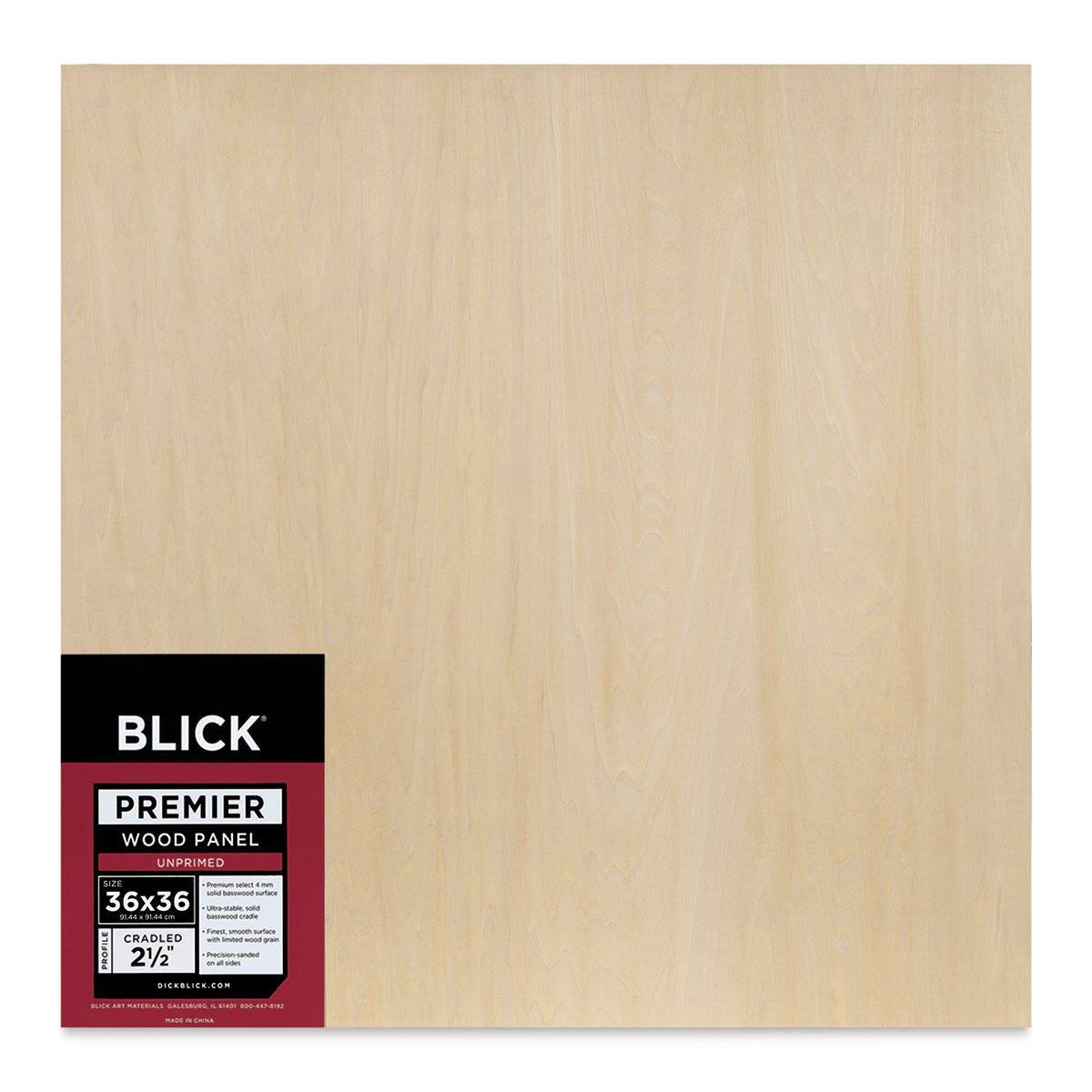 Blick Premier Wood Panel - 36'' x 36'', 2-1/2'' Extra Deep Profile, Cradled (front)