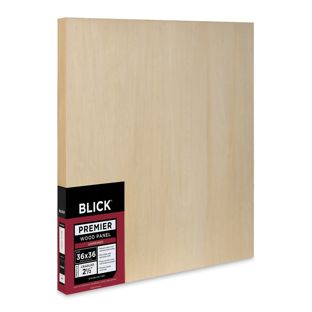 Blick Premier Wood Panel - 36'' x 36'', 2-1/2'' Extra Deep Profile, Cradled (side view)