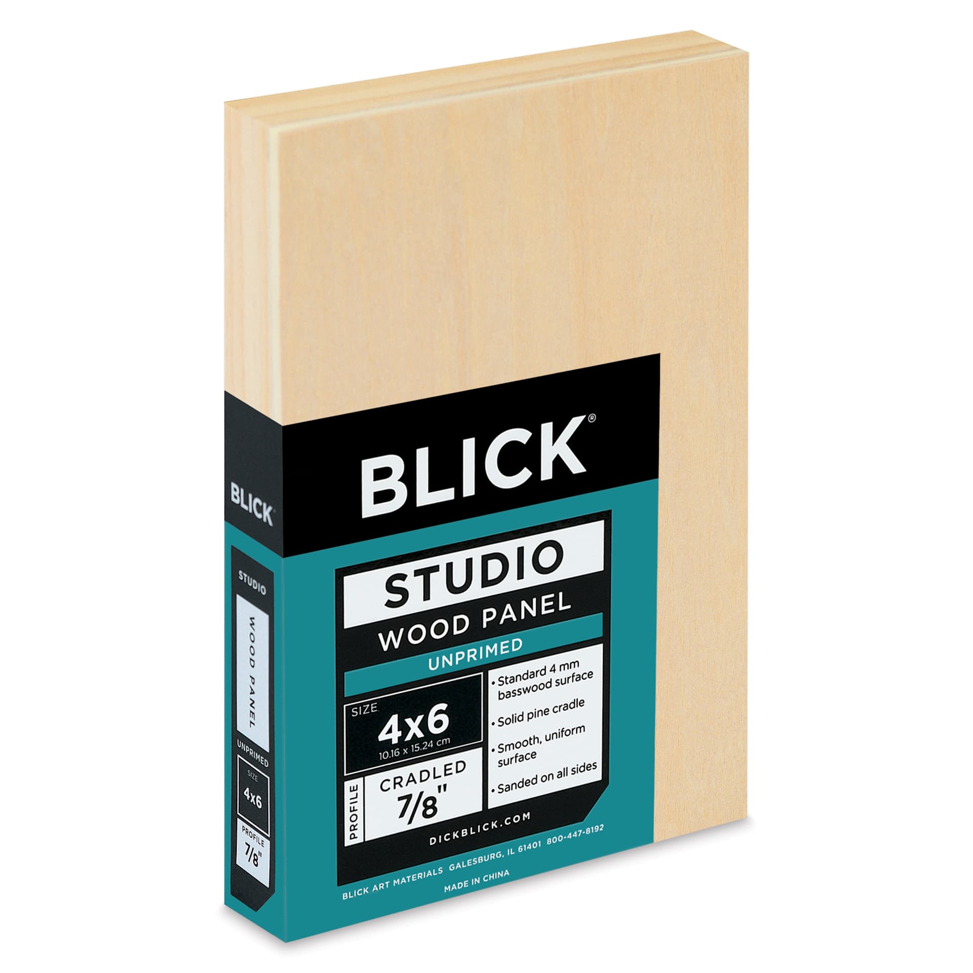 Blick Studio Artists' Wood Panel - Flat Cradle, 4" x 6", 7/8" Cradle