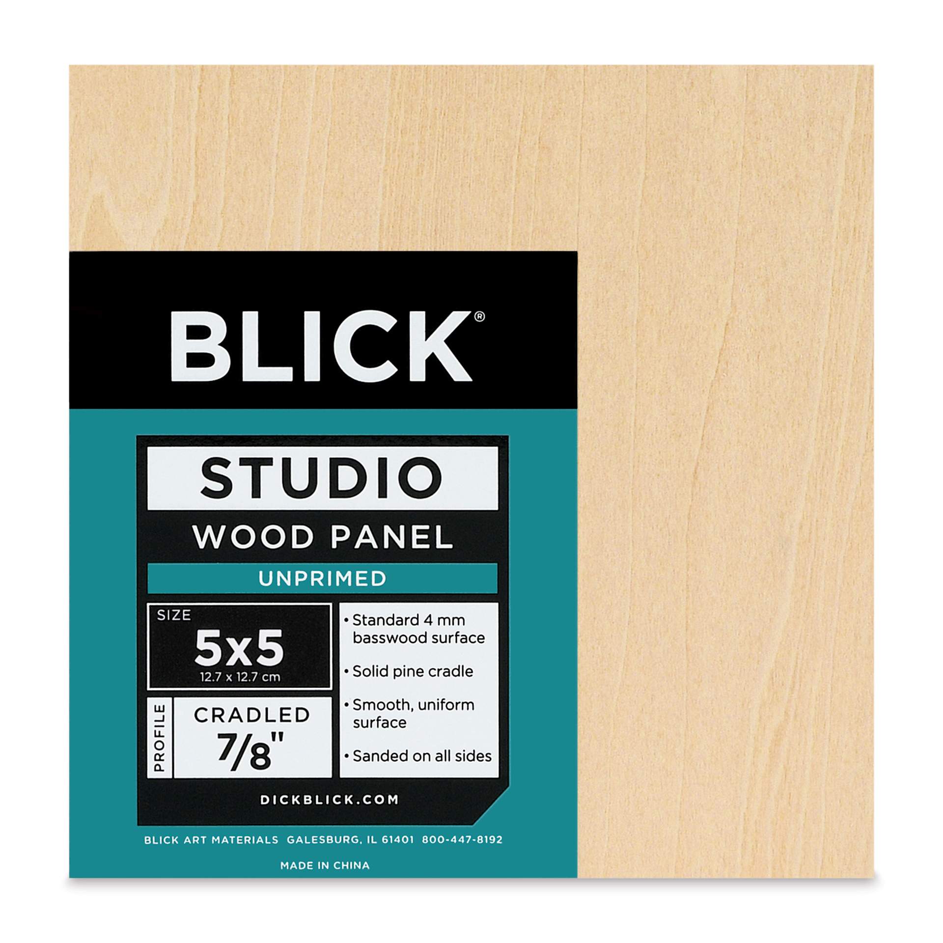 Blick Studio Artists' Wood Panel - Flat Cradle, 5" x 5", 7/8" Cradle, front