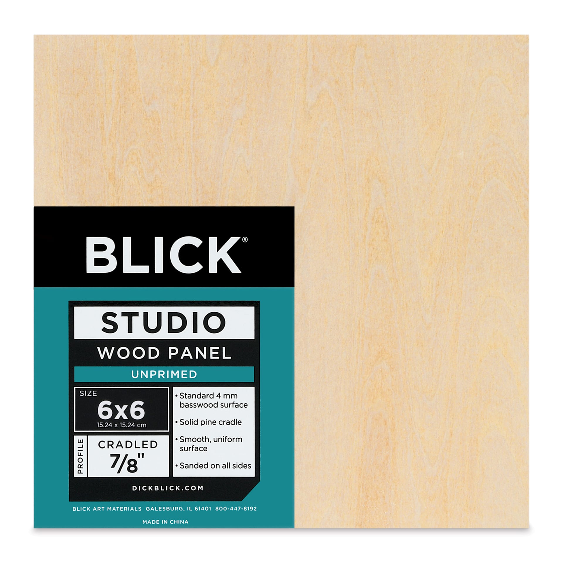 Blick Studio Artists' Wood Panel - Flat Cradle, 6" x 6", 7/8" Cradle, front