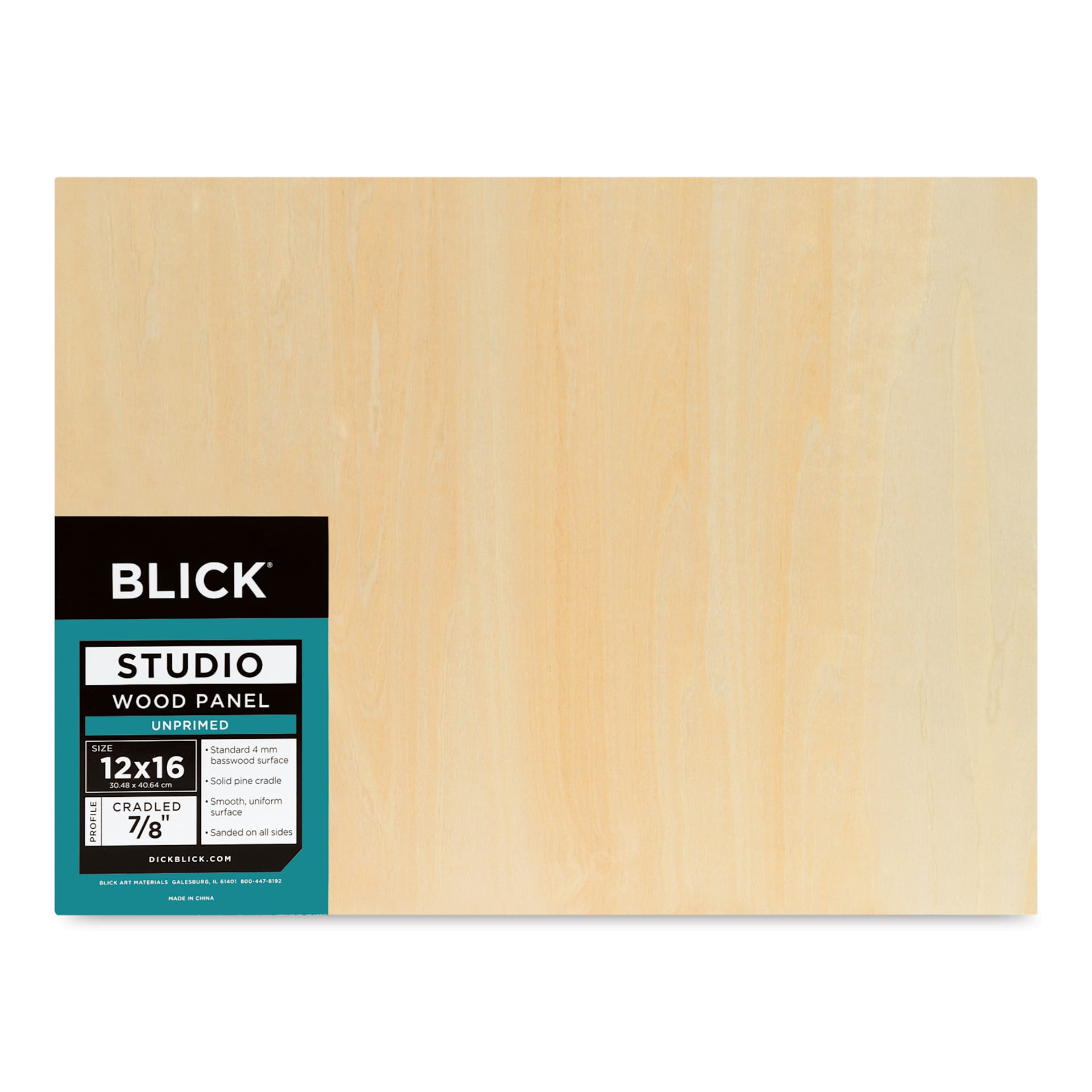 Blick Studio Artists' Wood Panel - Flat Cradle, 12" x 16", 7/8" Cradle, front