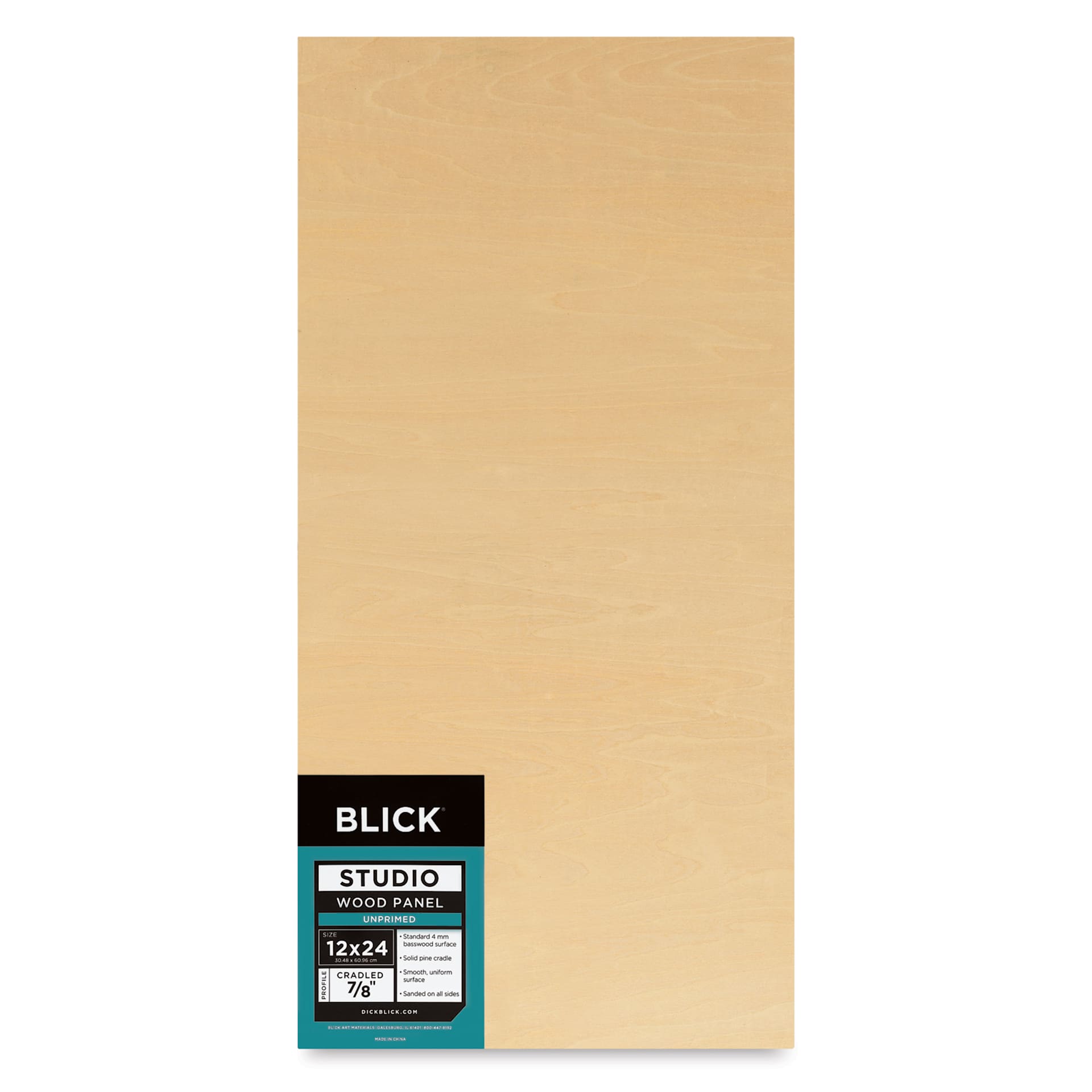 Blick Studio Artists' Wood Panel - Flat Cradle, 12" x 24", 7/8" Cradle, front