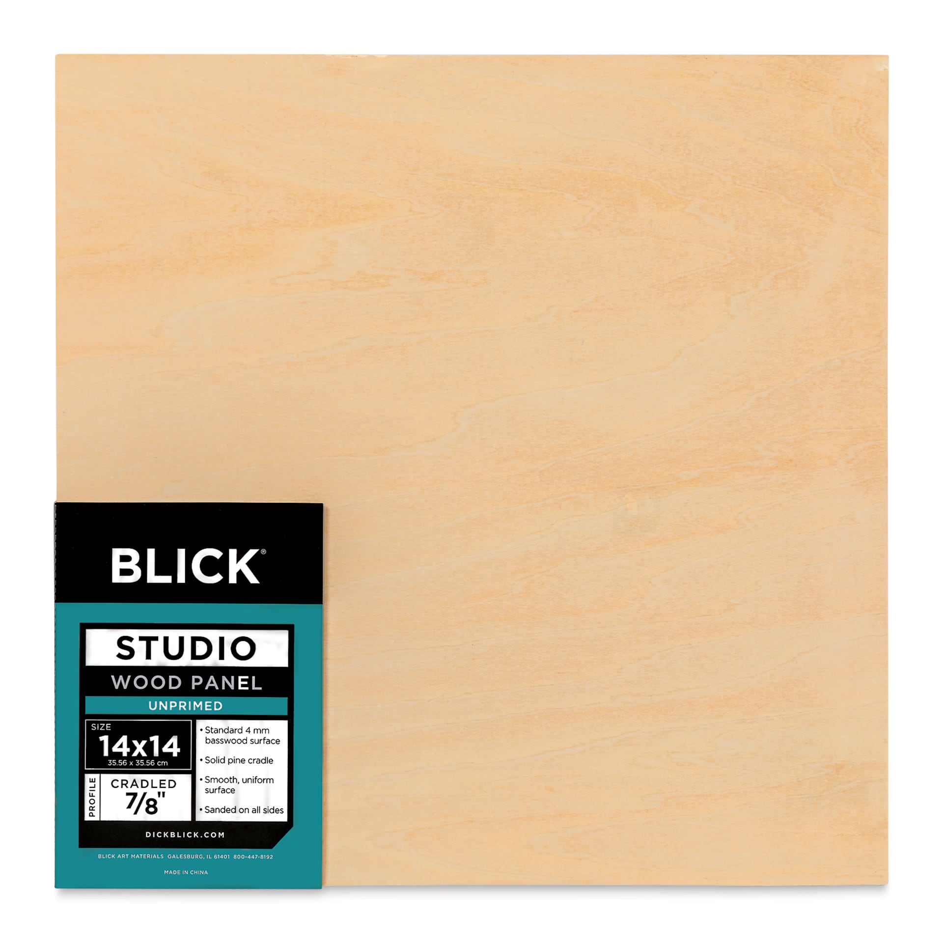 Blick Studio Artists' Wood Panel - Flat Cradle, 14" x 14", 7/8" Cradle, front