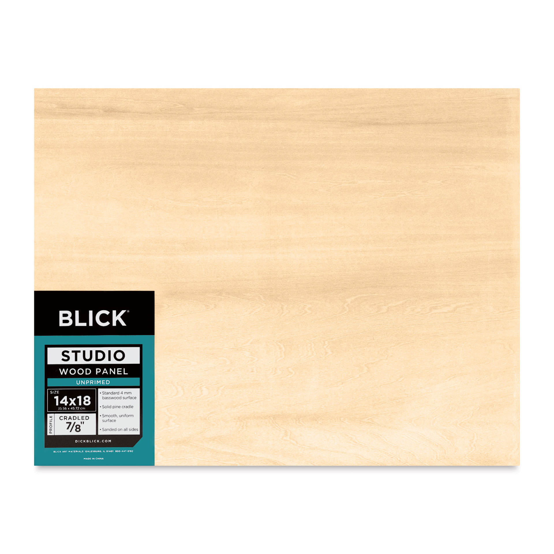 Blick Studio Artists' Wood Panel - Flat Cradle, 14" x 18", 7/8" Cradle, front