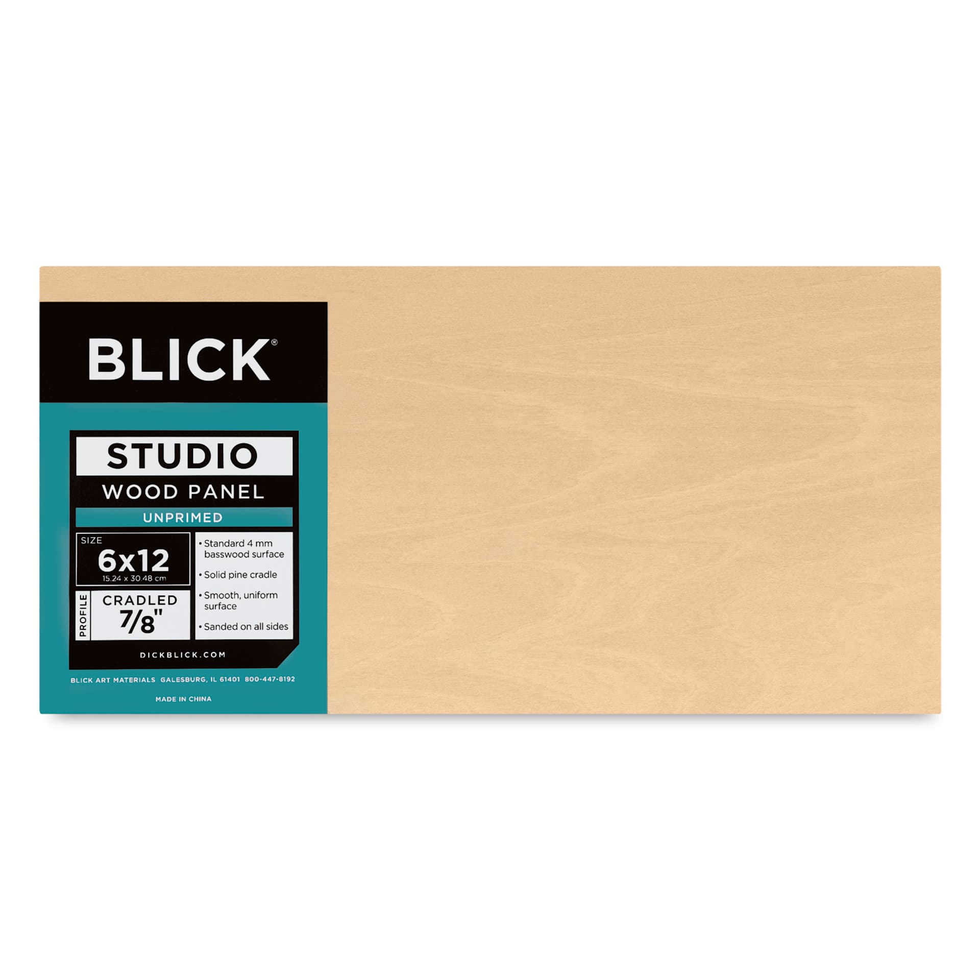 Blick Studio Artists' Wood Panel - Flat Cradle, 6" x 12", 7/8" Cradle, front