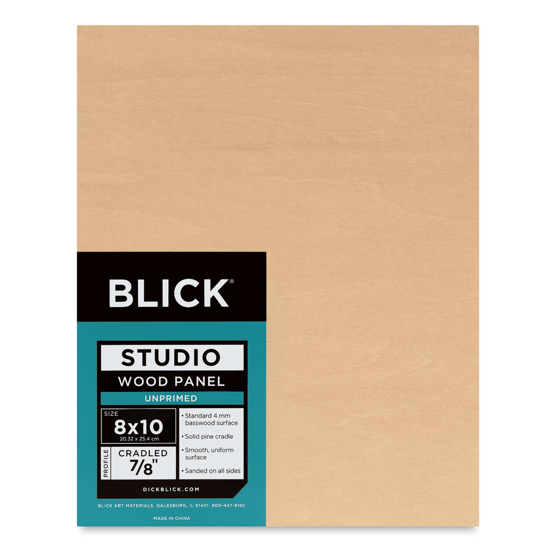 Blick Studio Artists' Wood Panel - Flat Cradle, 8" x 10", 7/8" Cradle, front
