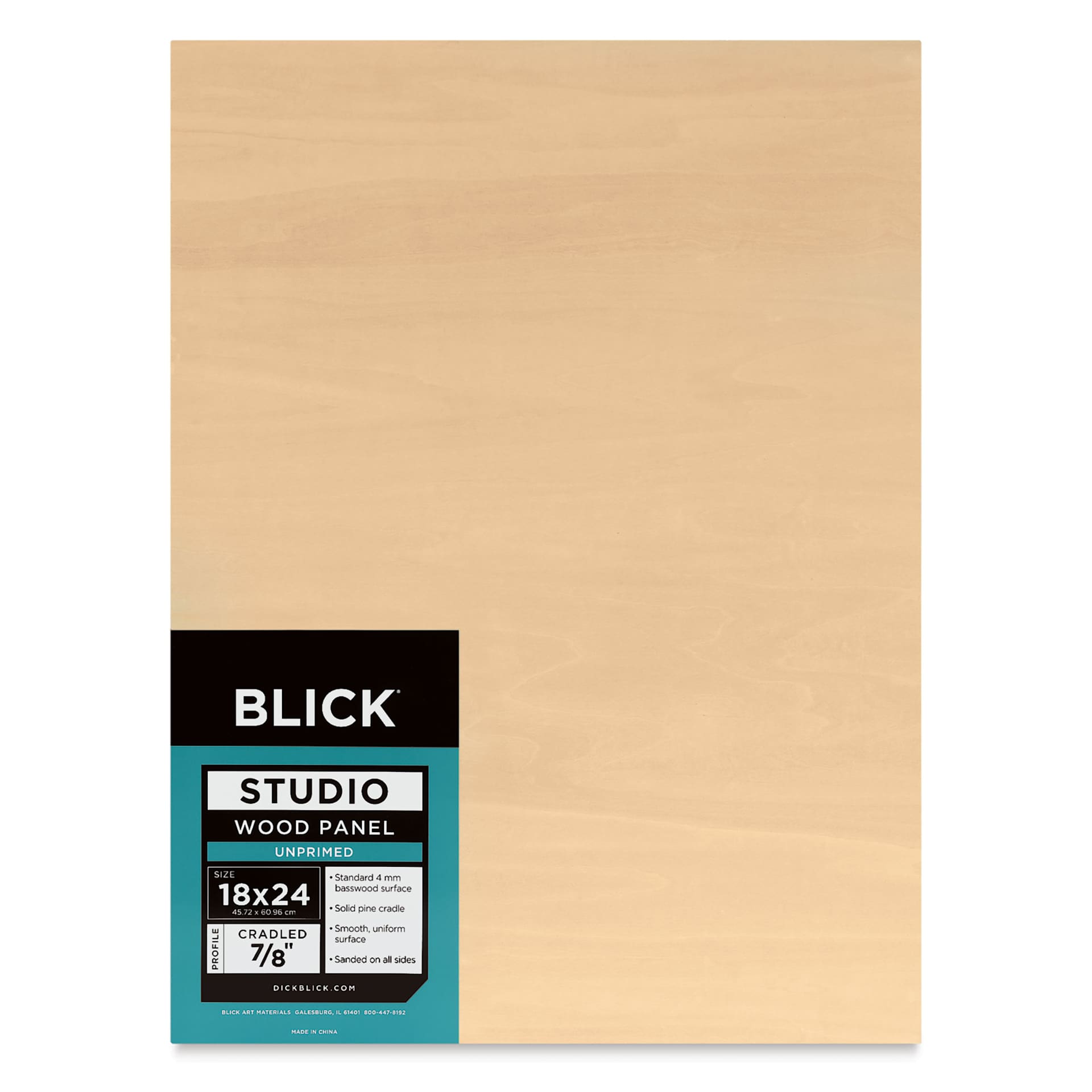 Blick Studio Artists' Wood Panel - Flat Cradle, 18" x 24", 7/8" Cradle, front