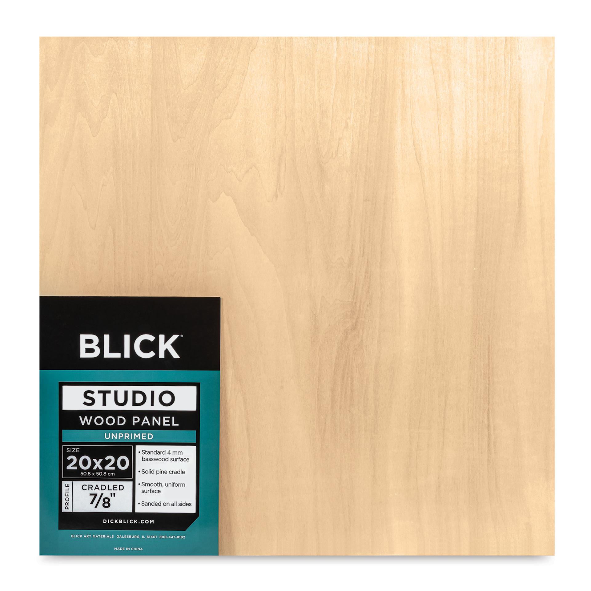 Blick Studio Artists' Wood Panel - Flat Cradle, 20" x 20", 7/8" Cradle, front