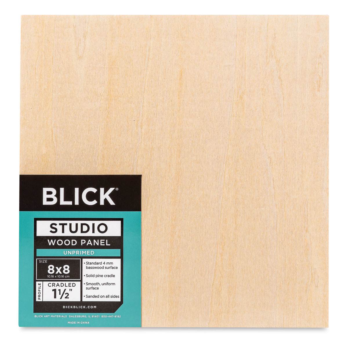 Blick Studio Artists' Wood Panel - Gallery Cradle, 8" x 8", 1-1/2" Cradle, front