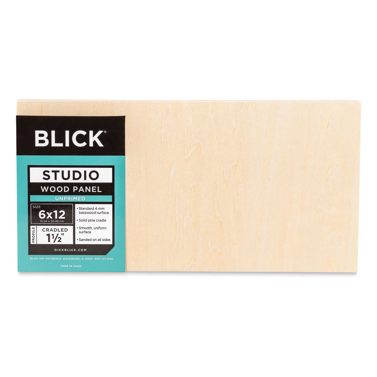 Blick Studio Artists' Wood Panel - Gallery Cradle, 6" x 12", 1-1/2" Cradle, front