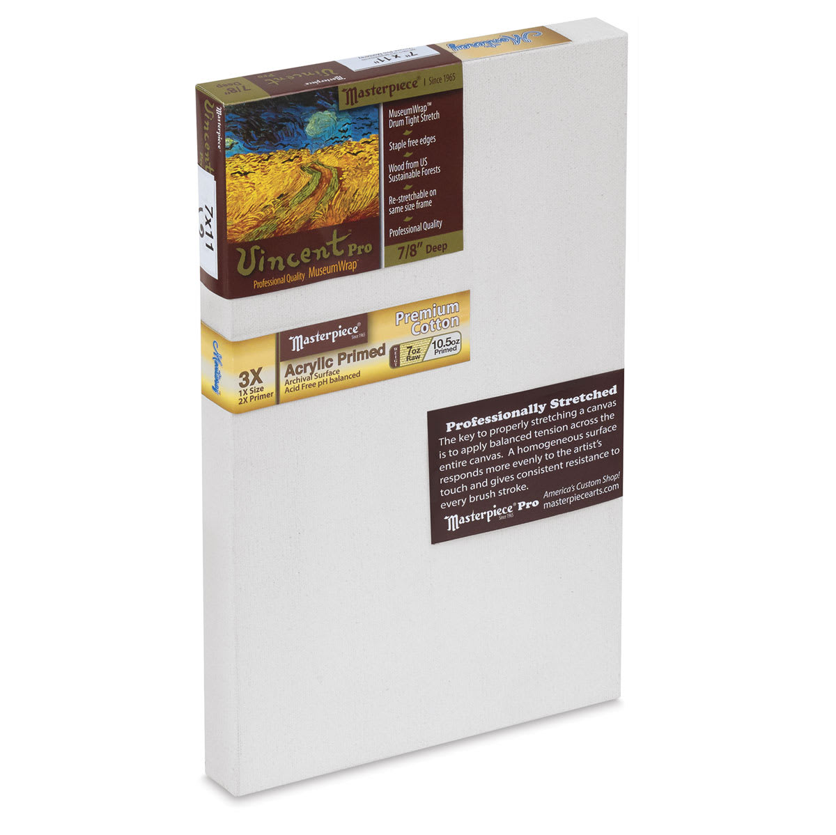Masterpiece Fibonacci Golden Rectangle Canvas - Angled view of small Canvas with label
