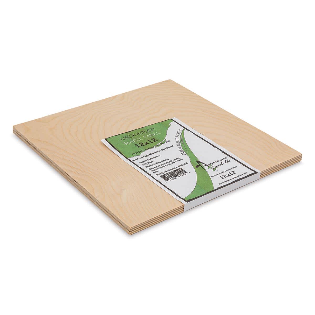 American Easel Maple Panel - 12" x 12", 1/2" Profile, Keyhole side view with label