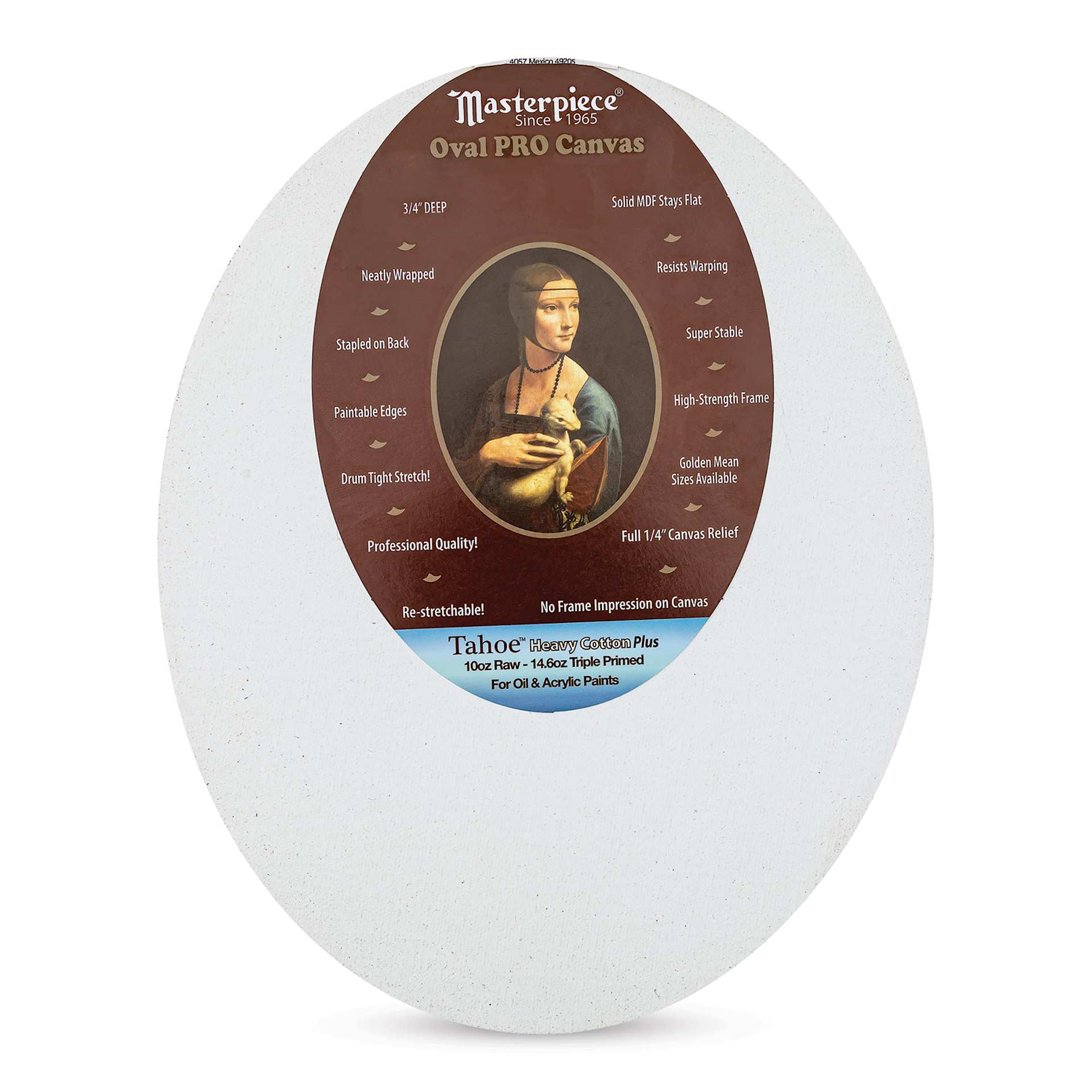 Masterpiece Pro Stretched Oval Canvas - 8" x 10", 3/4" Profile front 