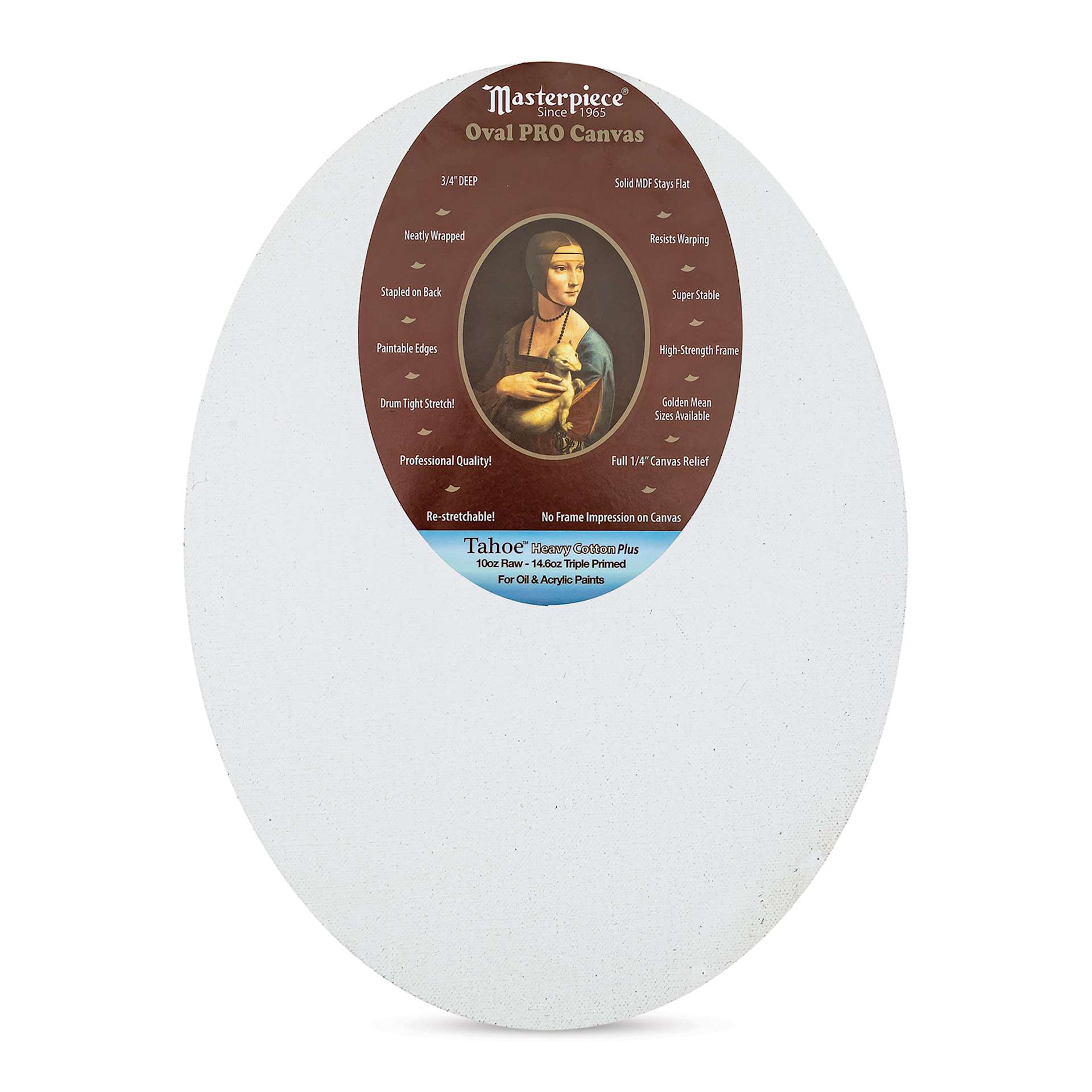 Masterpiece Pro Stretched Oval Canvas - 9" x 12", 3/4" Profile front