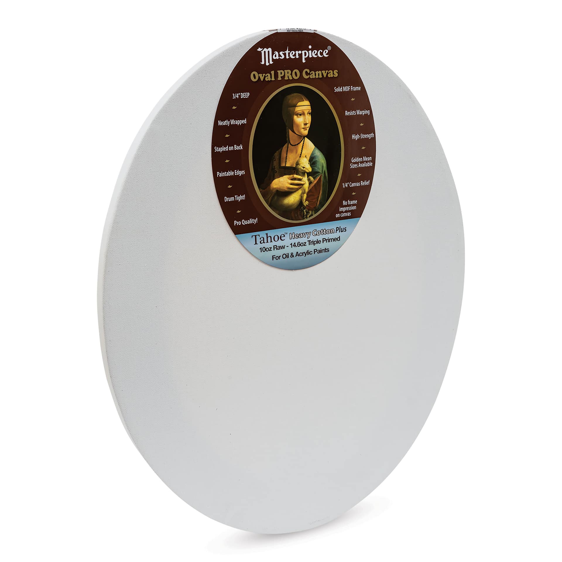 Masterpiece Pro Stretched Oval Canvas - 16" x 20", 3/4" Profile side view