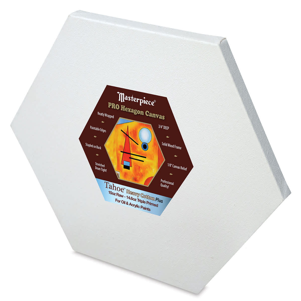 Masterpiece Tahoe Cotton Canvas Shapes - Angled view of Hexagon Canvas