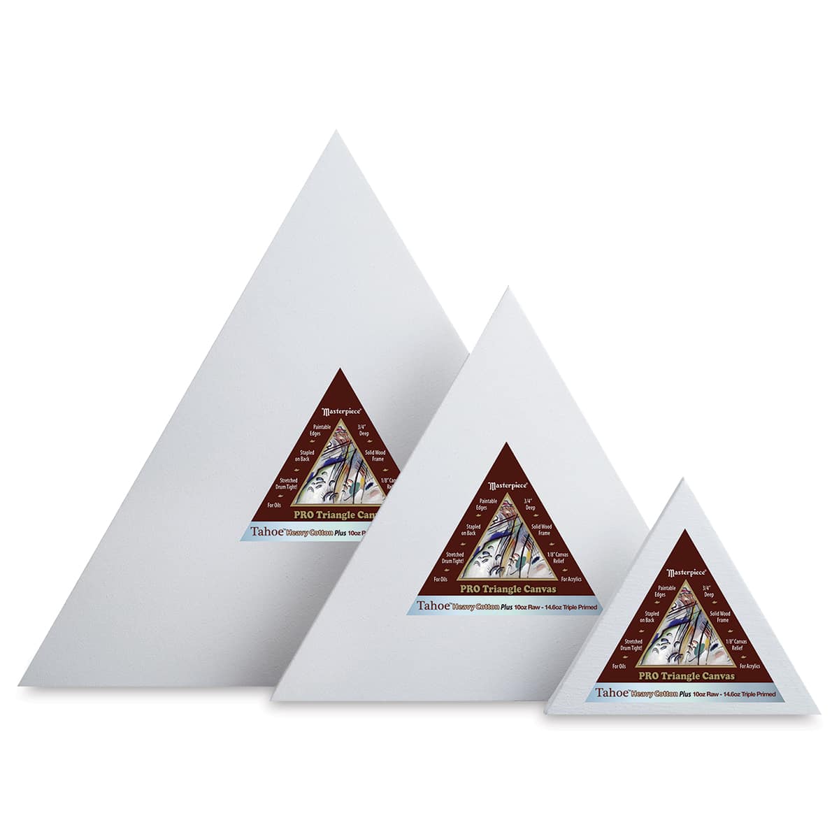 Masterpiece Tahoe Cotton Canvas Shapes - Front view of three Triangle Canvas Shapes