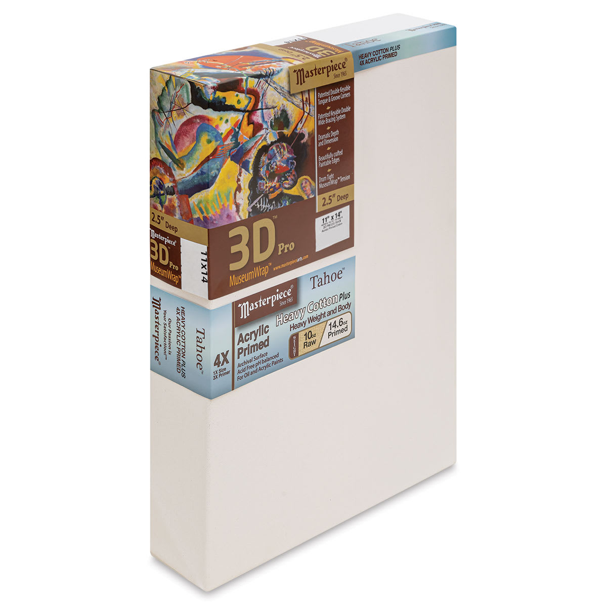 Masterpiece Tahoe Cotton Canvas - 11" x 14", 2-1/2" Profile, Acrylic Primed front side view