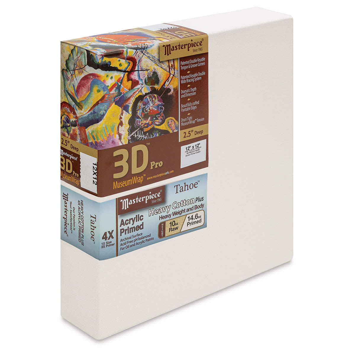 Masterpiece Tahoe Cotton Canvas - 12" x 12", 2-1/2" Profile, Acrylic Primed front side view
