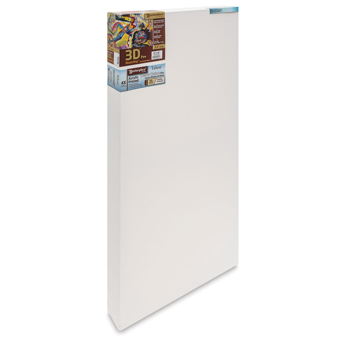Masterpiece Tahoe Cotton Canvas - 18" x 36", 2-1/2" Profile, Acrylic Primed front side view
