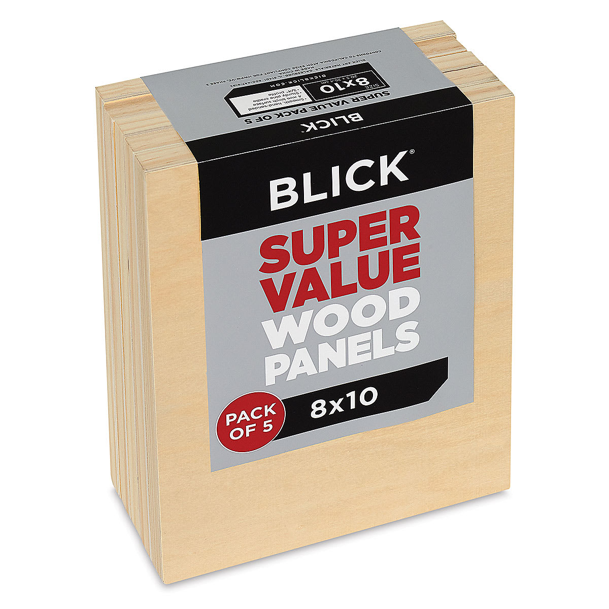 Blick Super Value Wood Panel Pack - 8'' x 10'', Pkg of 5 (Side view)