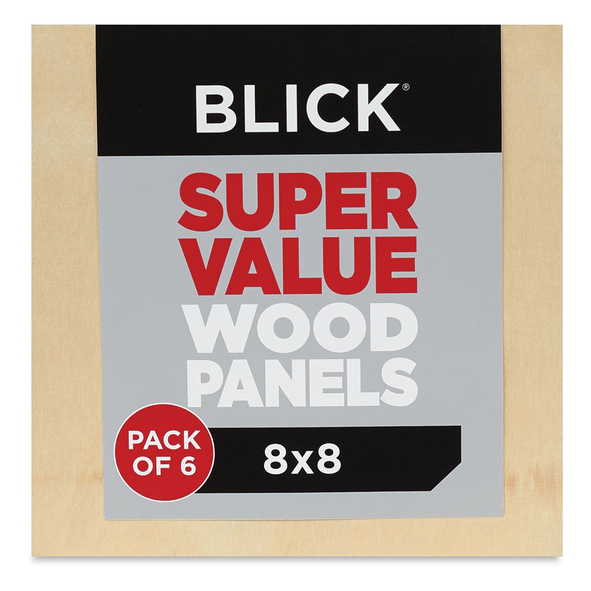 Blick Super Value Wood Panel Pack - 8'' x 8'', Pkg of 6