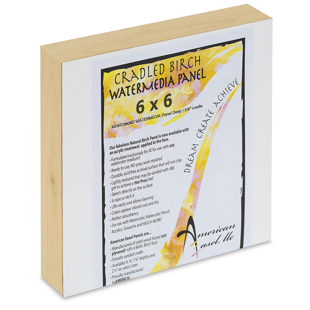 American Easel WaterMedia Panel - 6" x 6", Gallery Profile 1-5/8"