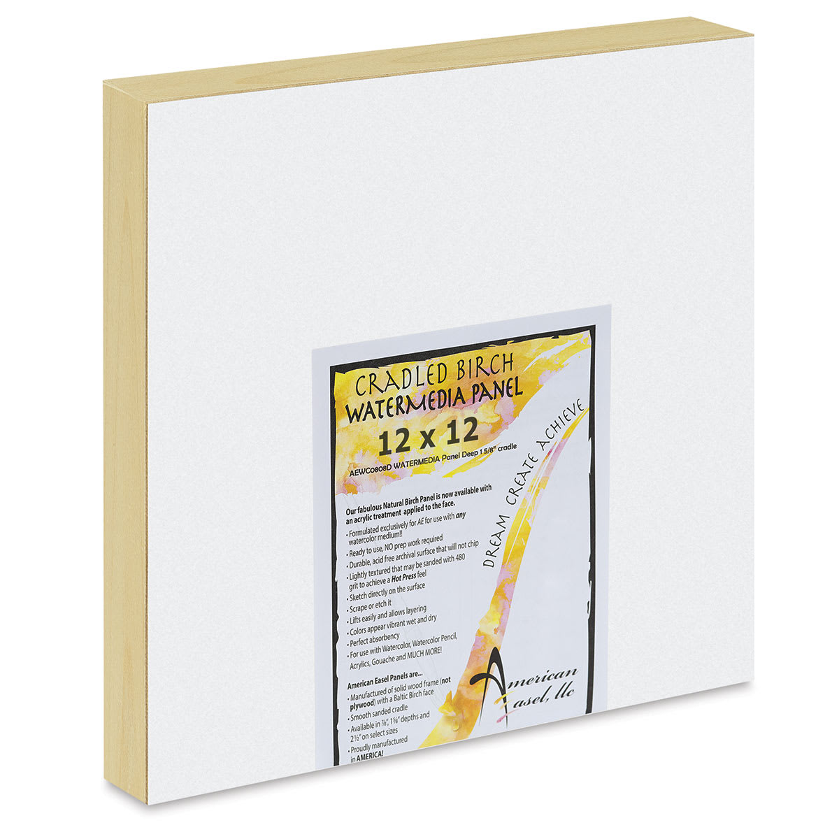 American Easel WaterMedia Panel - 12" x 12", Gallery Profile 1-5/8"