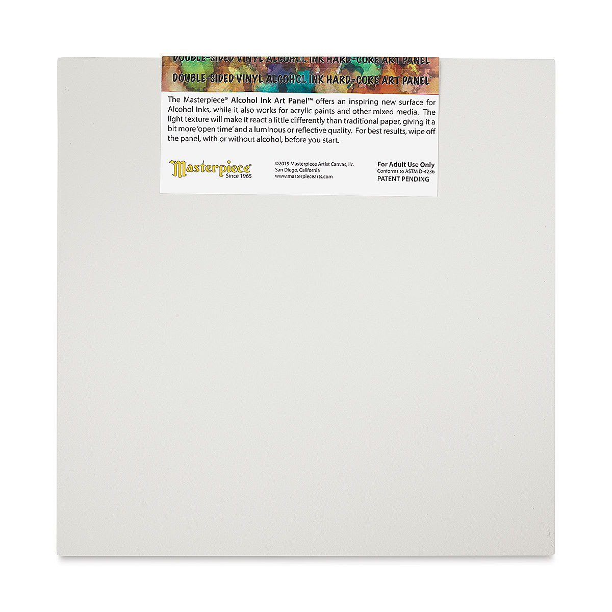 Masterpiece Alcohol Ink Art Panel - 12" x 12", Single Panel back