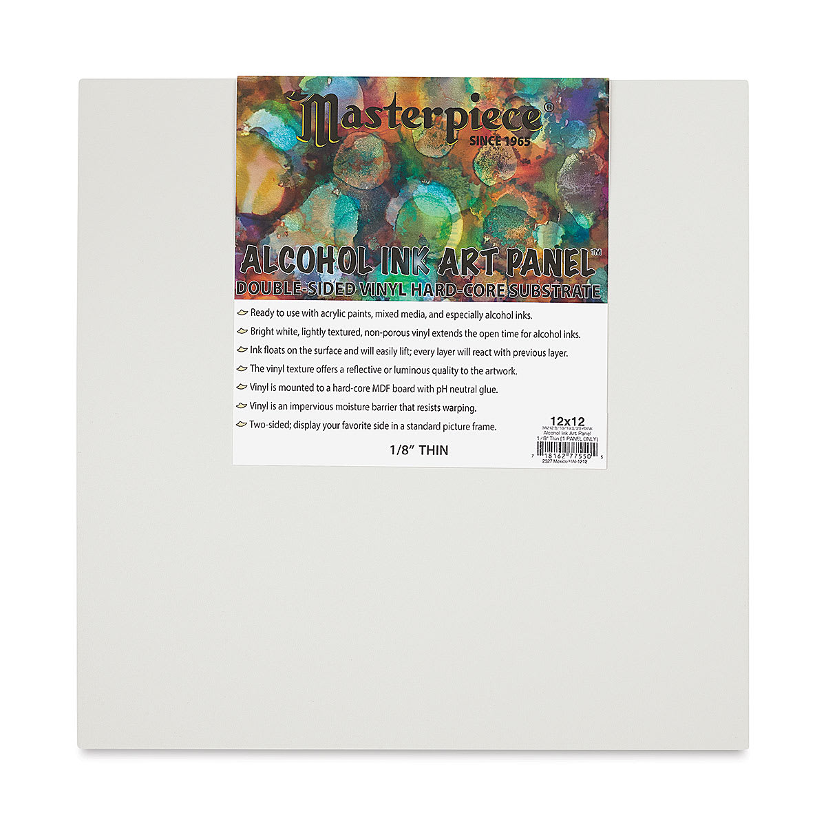 Masterpiece Alcohol Ink Art Panel - 12" x 12", Single Panel front
