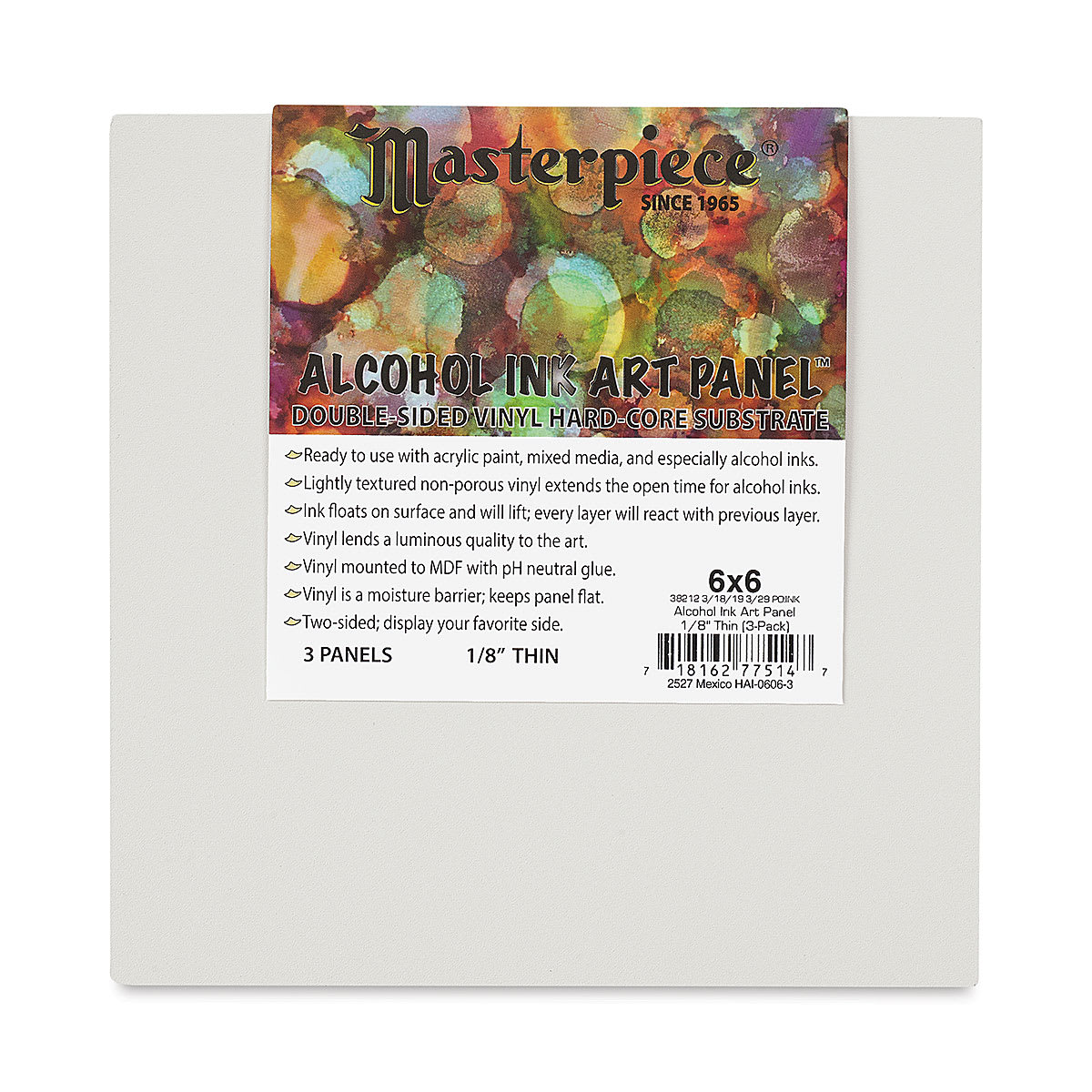 Masterpiece Alcohol Ink Art Panels - 6" x 6", Pkg of 3 front of packge