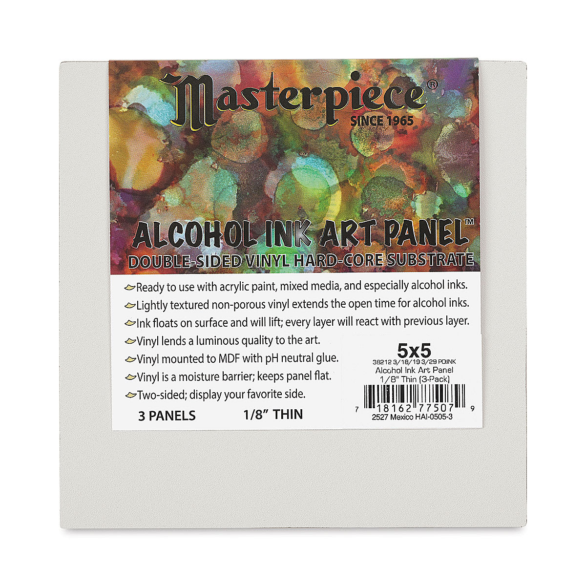 Masterpiece Alcohol Ink Art Panels - 5" x 5", Pkg of 3 front