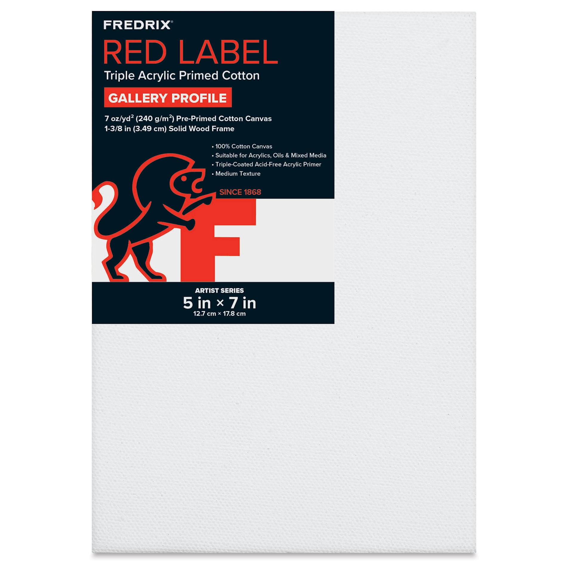 Fredrix Red Label Cotton Canvas - 5" x 7", Gallerywrap