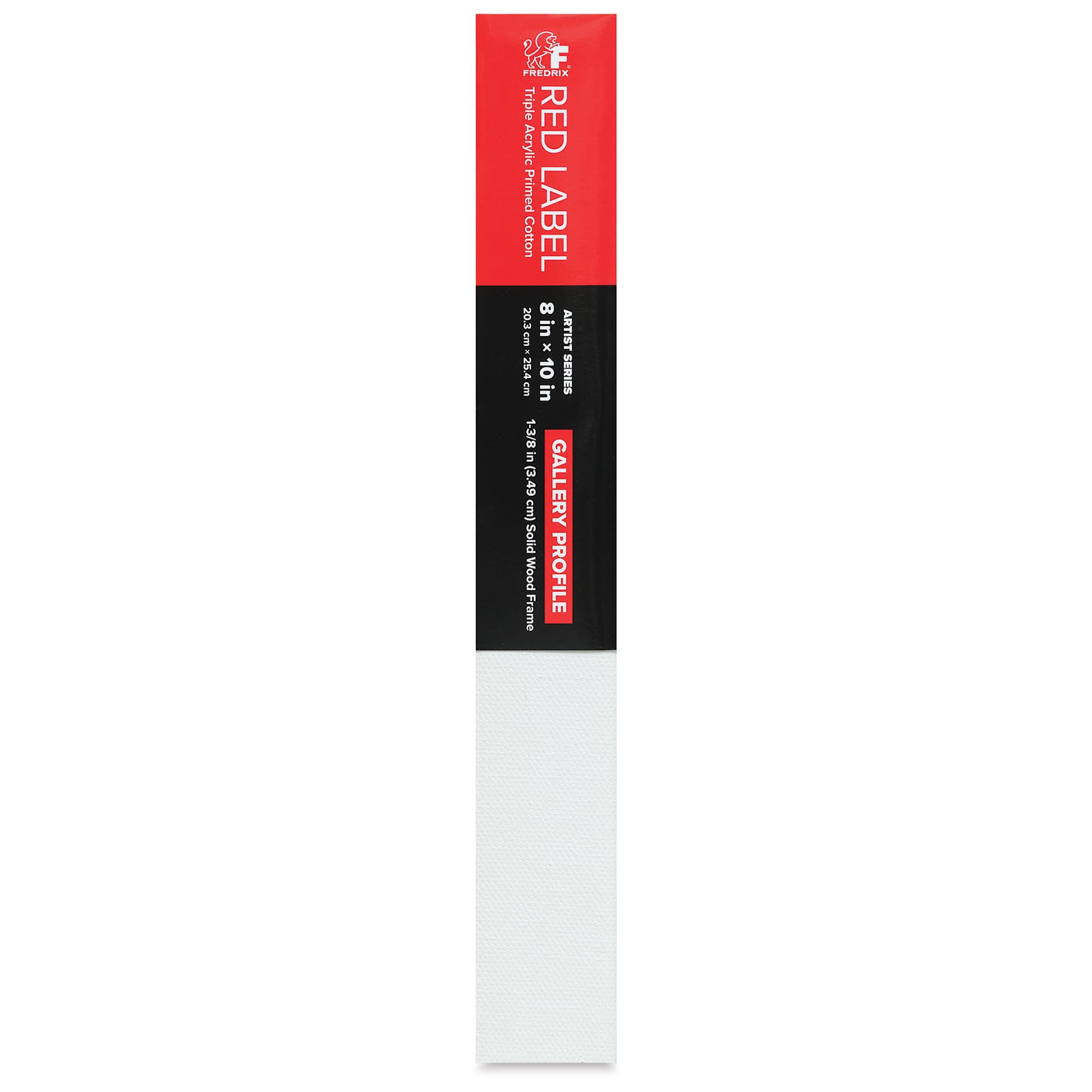 Fredrix Red Label Cotton Canvas - 8" x 10", Gallerywrap, side of packaging