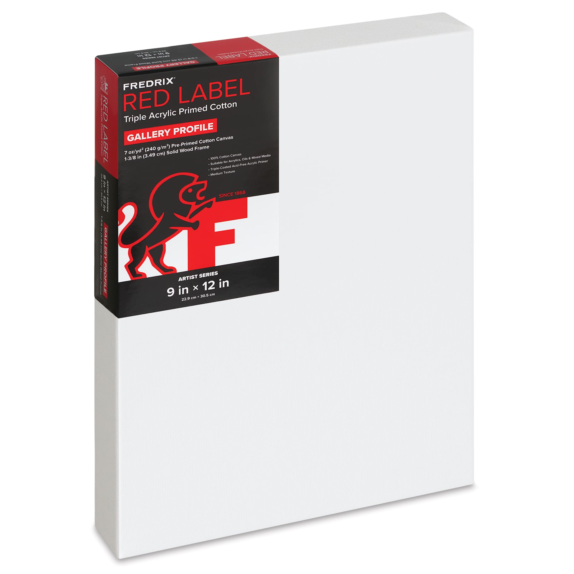 Fredrix Red Label Cotton Canvas - 9" x 12", Gallerywrap, packaging