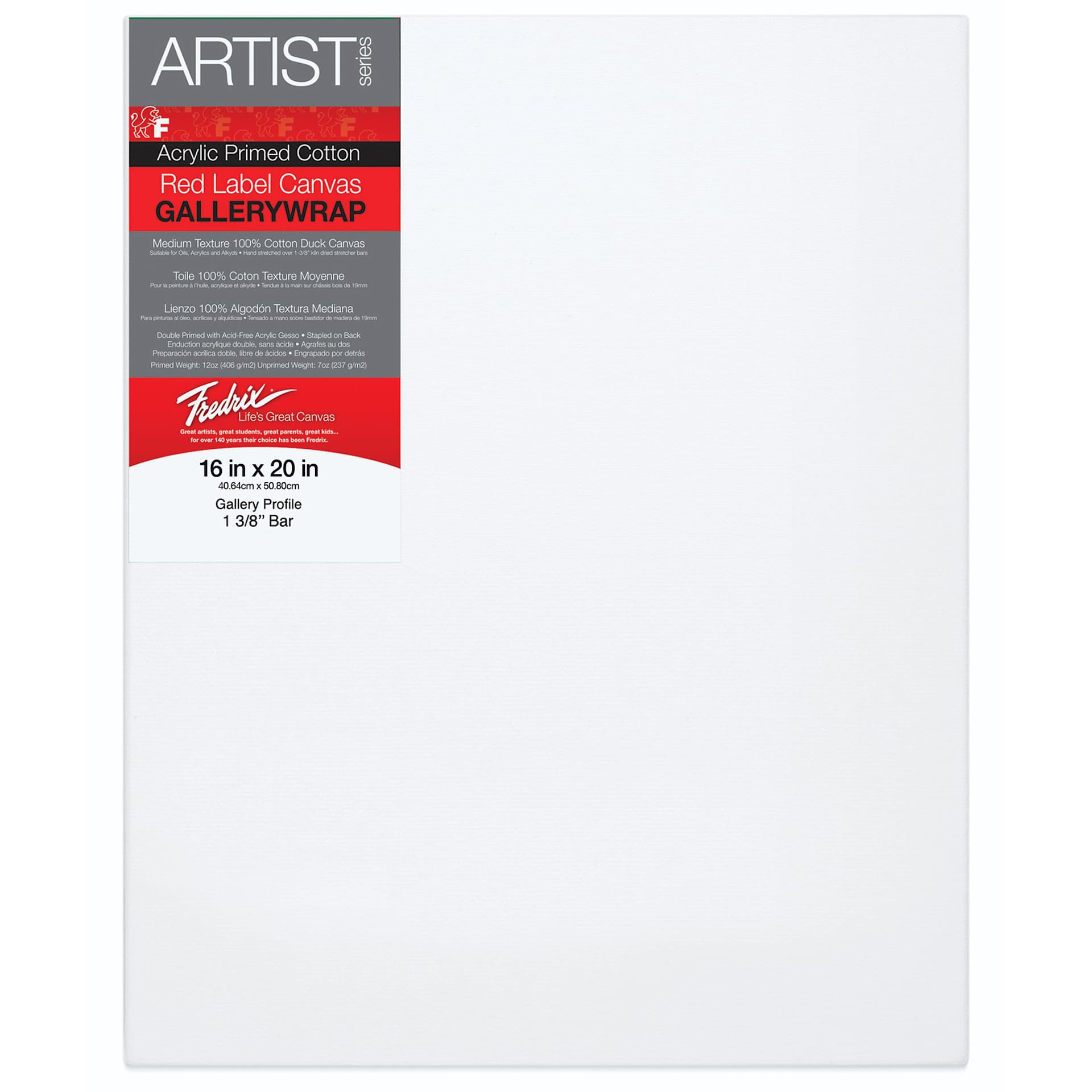 Fredrix Profile Cotton Canvas - 16" x 20", Gallerywrap