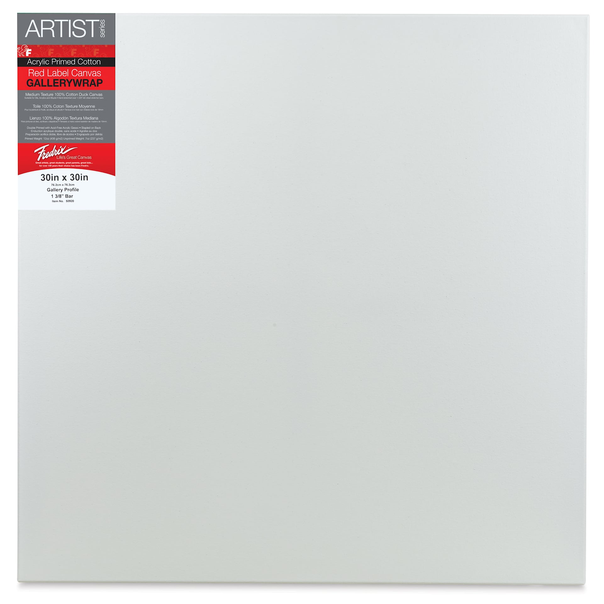 Fredrix Profile Cotton Canvas - 30" x 30", Gallerywrap
