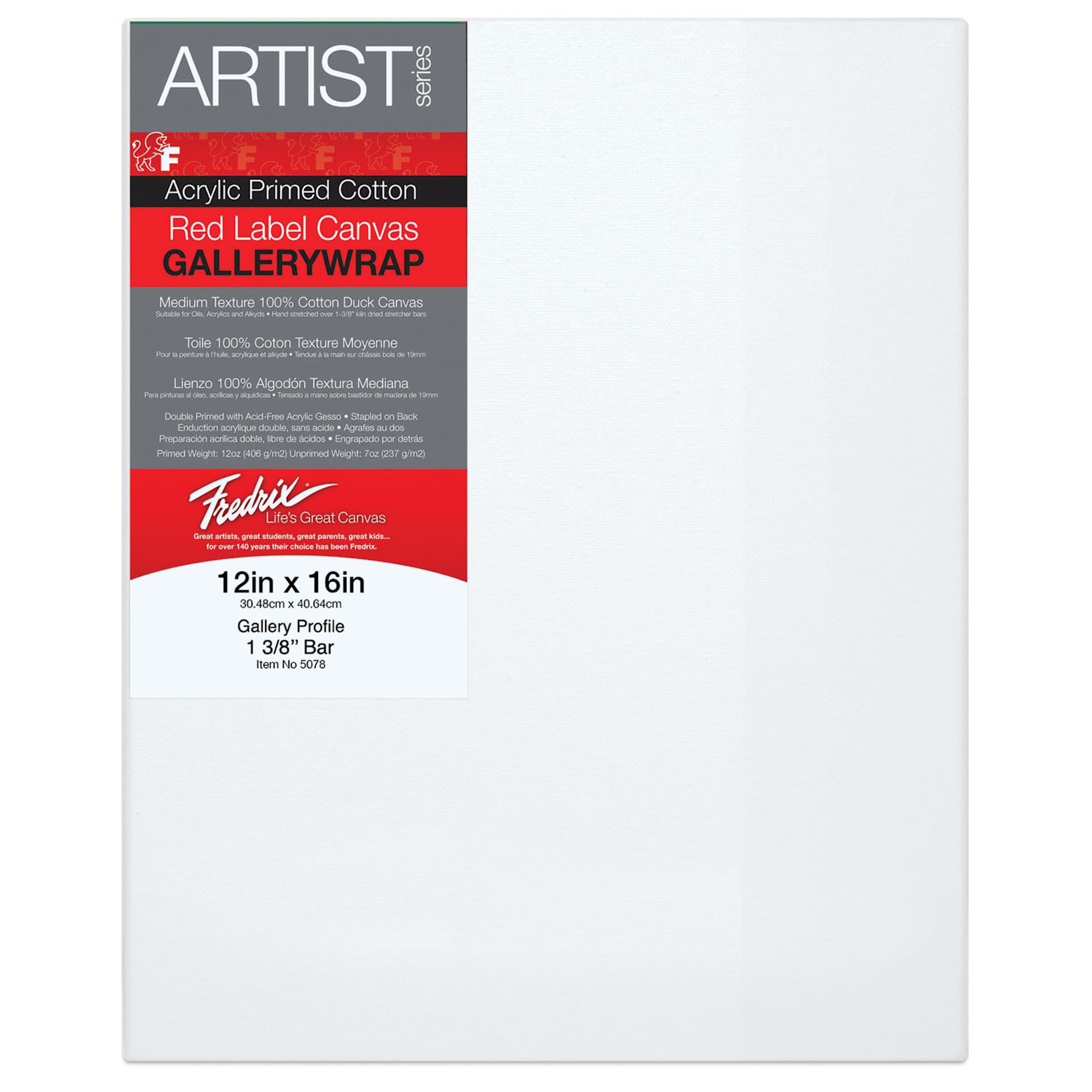 Fredrix Profile Cotton Canvas - 12" x 16", Gallerywrap